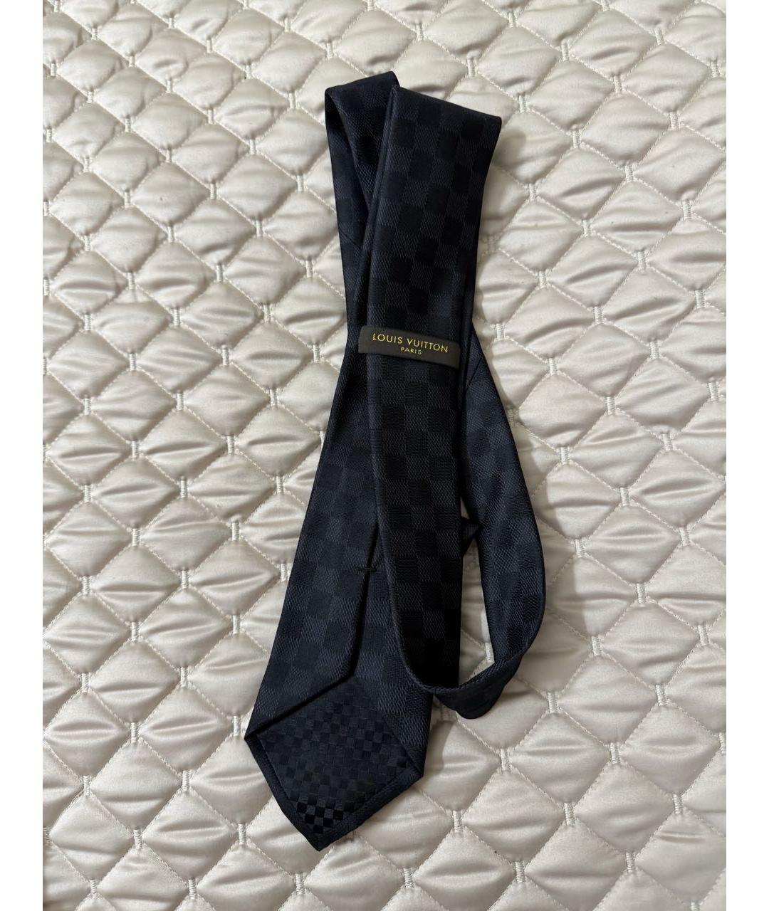 LOUIS VUITTON Антрацитовый шелковый галстук, фото 2