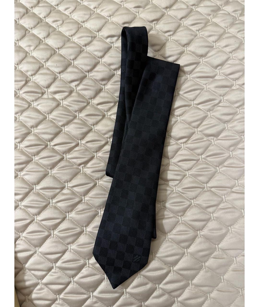 LOUIS VUITTON Антрацитовый шелковый галстук, фото 6