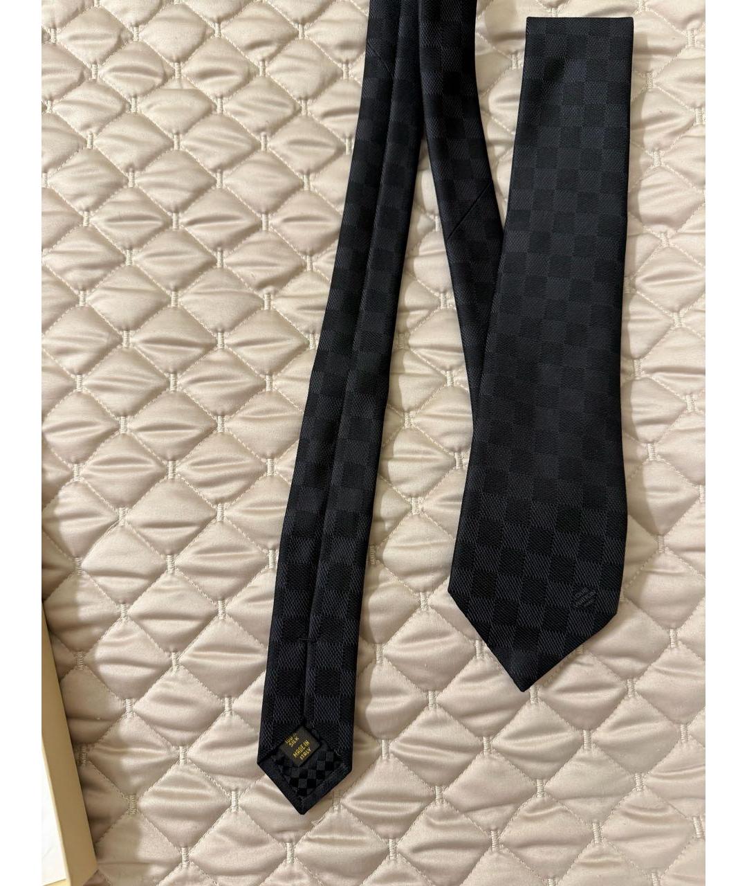 LOUIS VUITTON Антрацитовый шелковый галстук, фото 3