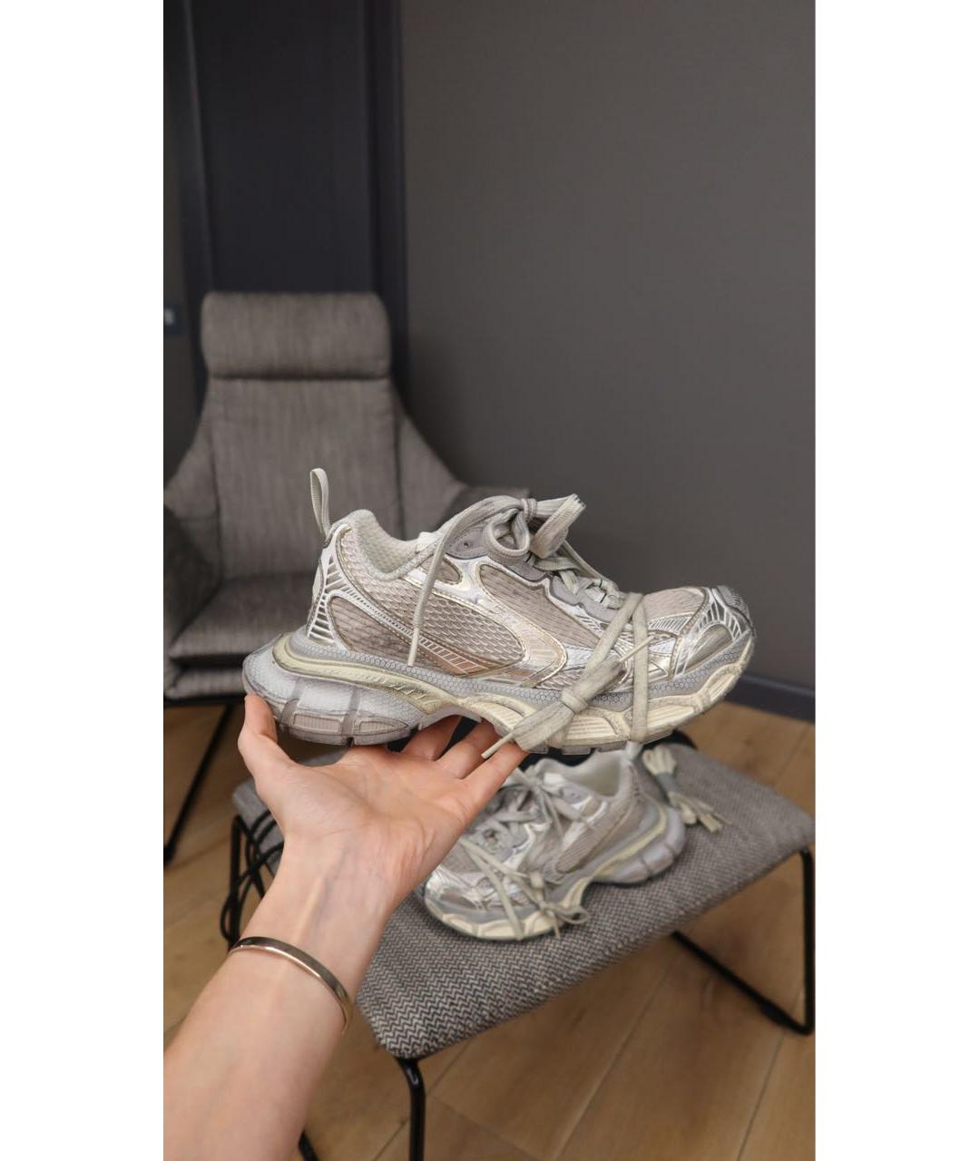 BALENCIAGA Бежевые кожаные кроссовки, фото 4