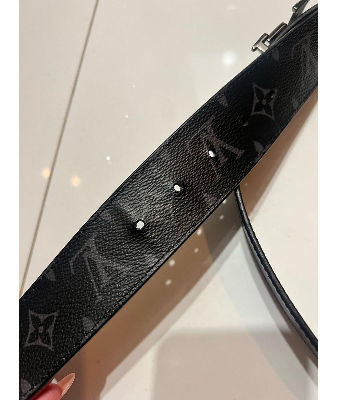 LOUIS VUITTON Черный кожаный ремень, фото 8