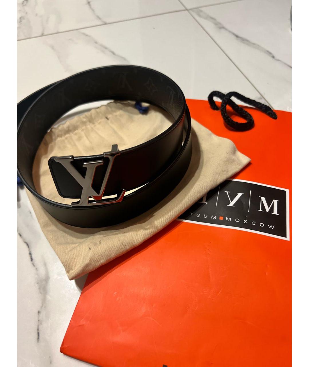 LOUIS VUITTON Черный кожаный ремень, фото 6