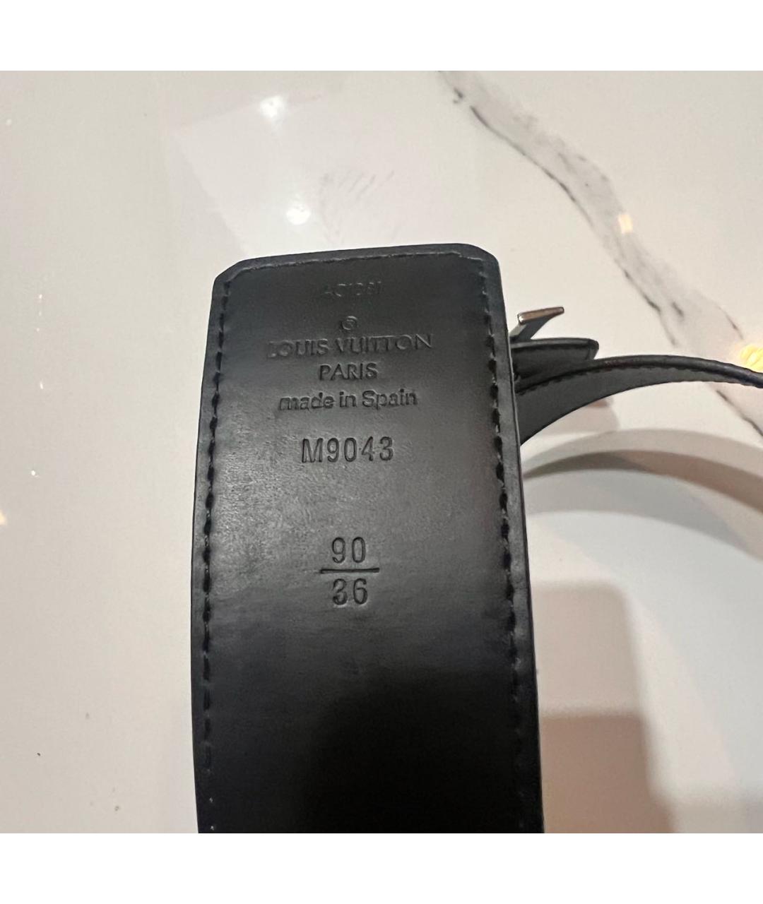LOUIS VUITTON Черный кожаный ремень, фото 3
