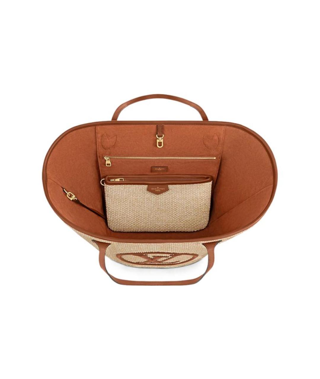 LOUIS VUITTON Бежевая пелетеная сумка тоут, фото 4