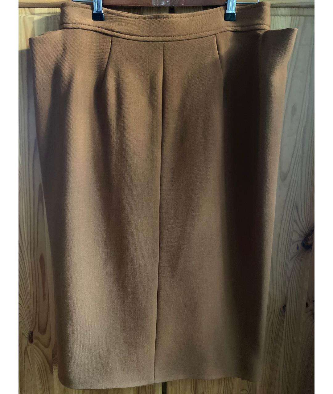 BOTTEGA VENETA Горчичная шерстяная юбка миди, фото 2