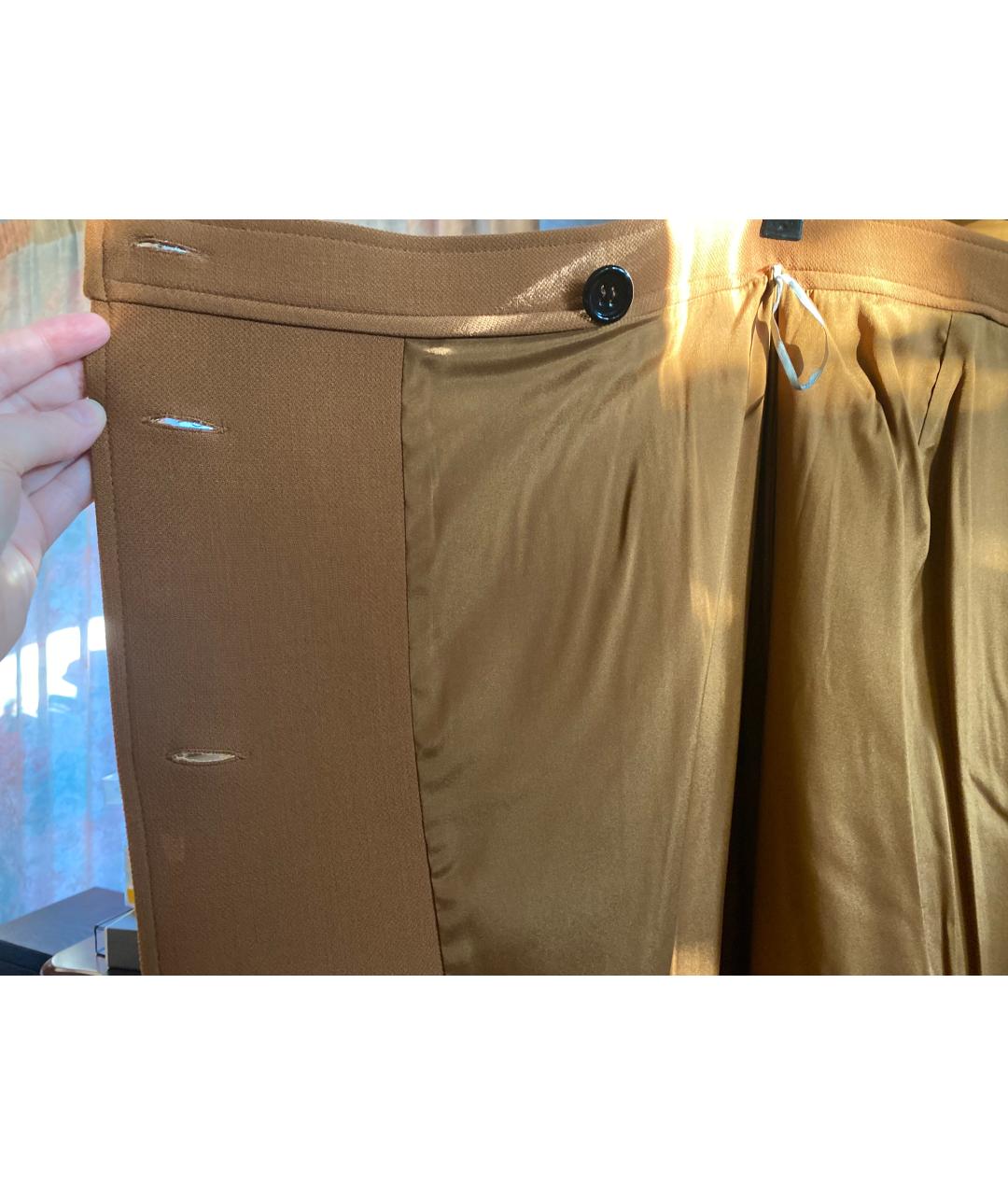 BOTTEGA VENETA Горчичная шерстяная юбка миди, фото 7