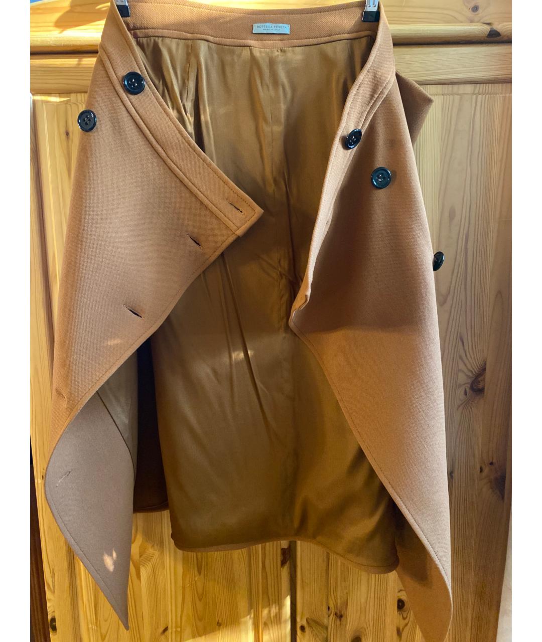 BOTTEGA VENETA Горчичная шерстяная юбка миди, фото 5