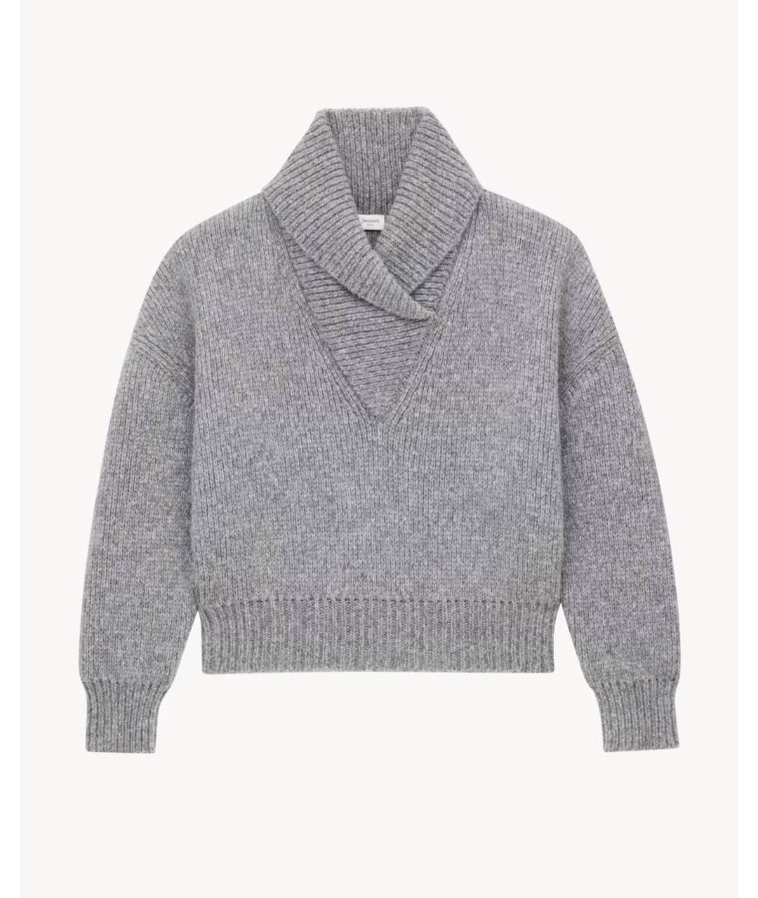 SAINT LAURENT Серый шерстяной джемпер / свитер, фото 4