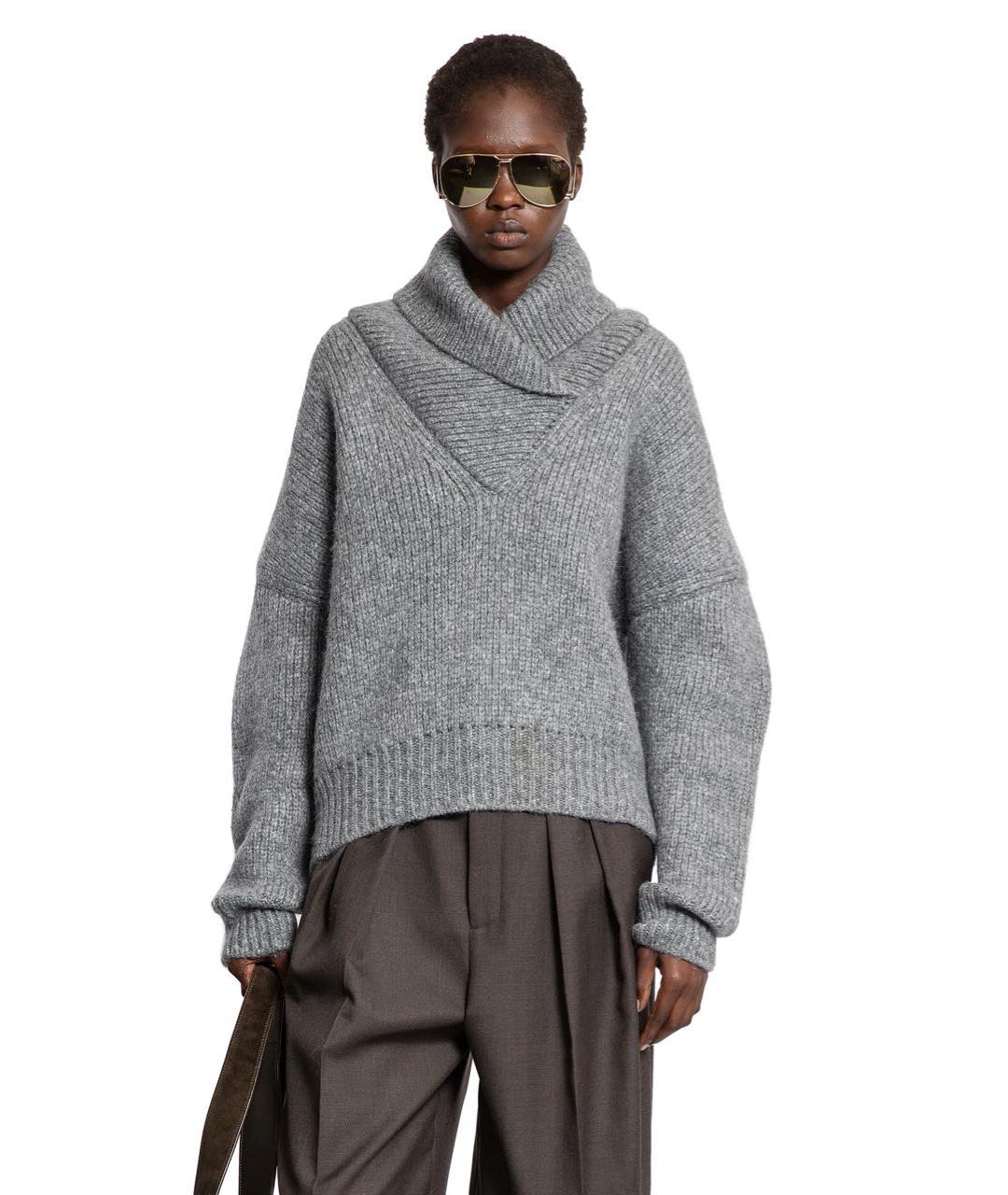 SAINT LAURENT Серый шерстяной джемпер / свитер, фото 2