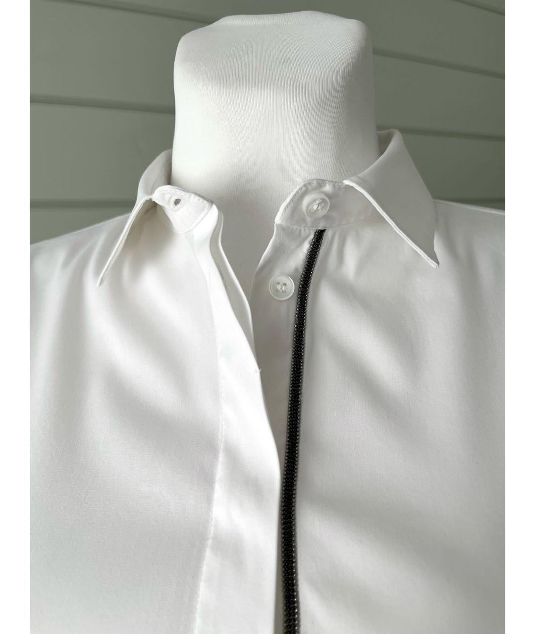 BRUNELLO CUCINELLI Белая хлопко-эластановая рубашка, фото 4