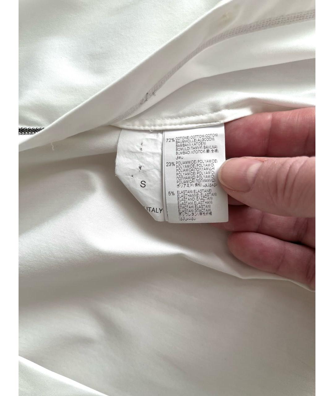BRUNELLO CUCINELLI Белая хлопко-эластановая рубашка, фото 6