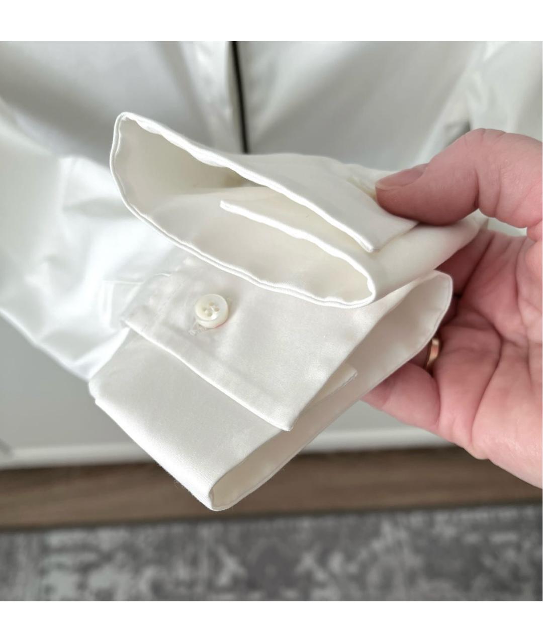 BRUNELLO CUCINELLI Белая хлопко-эластановая рубашка, фото 7