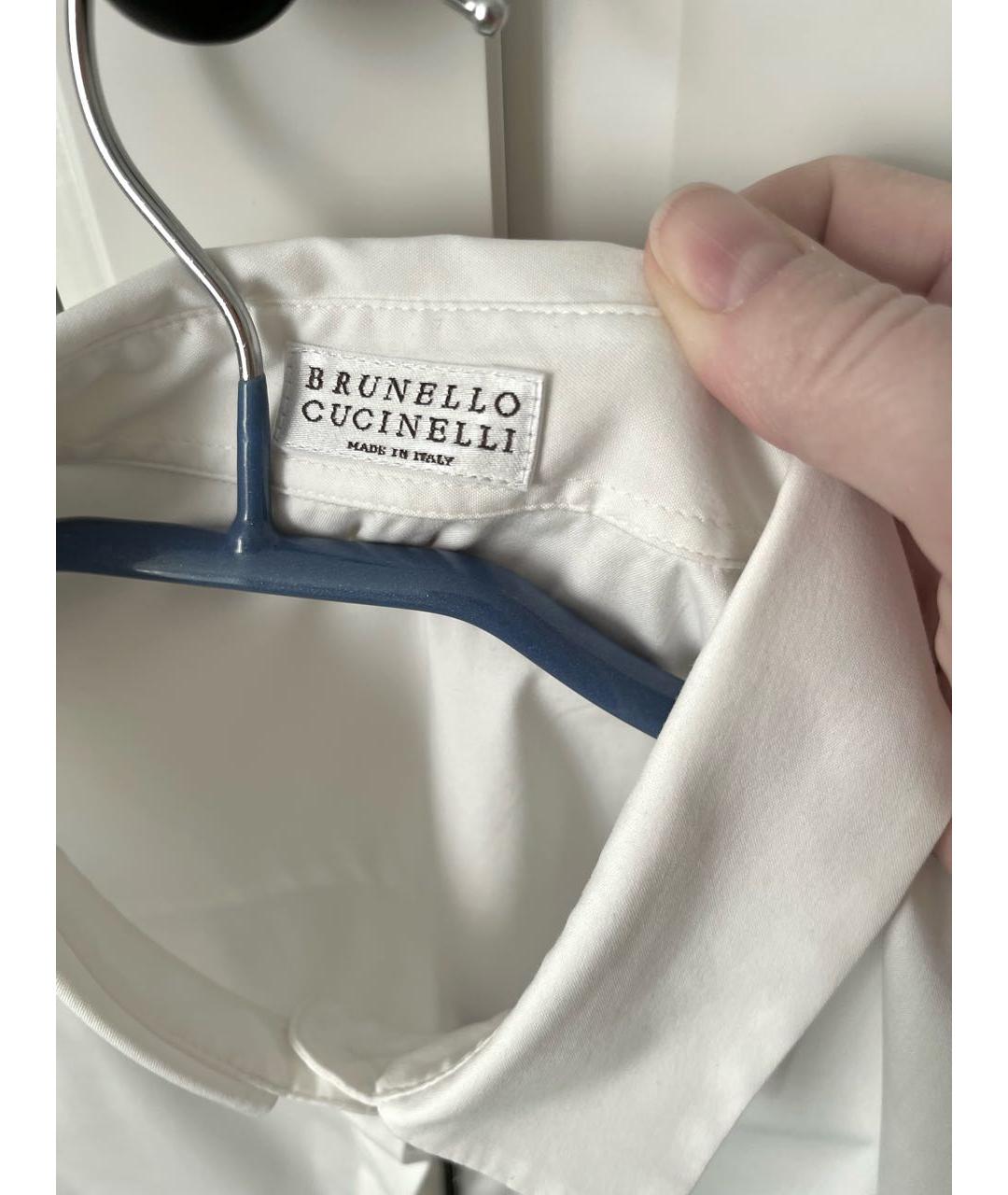 BRUNELLO CUCINELLI Белая хлопко-эластановая рубашка, фото 5