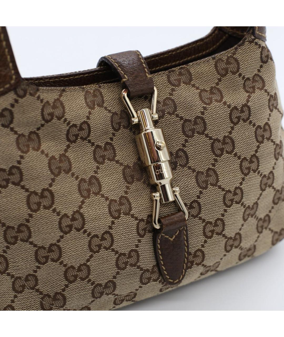 GUCCI Коричневая жаккардовая сумка с короткими ручками, фото 7