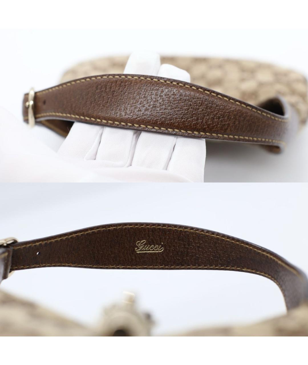 GUCCI Коричневая жаккардовая сумка с короткими ручками, фото 4