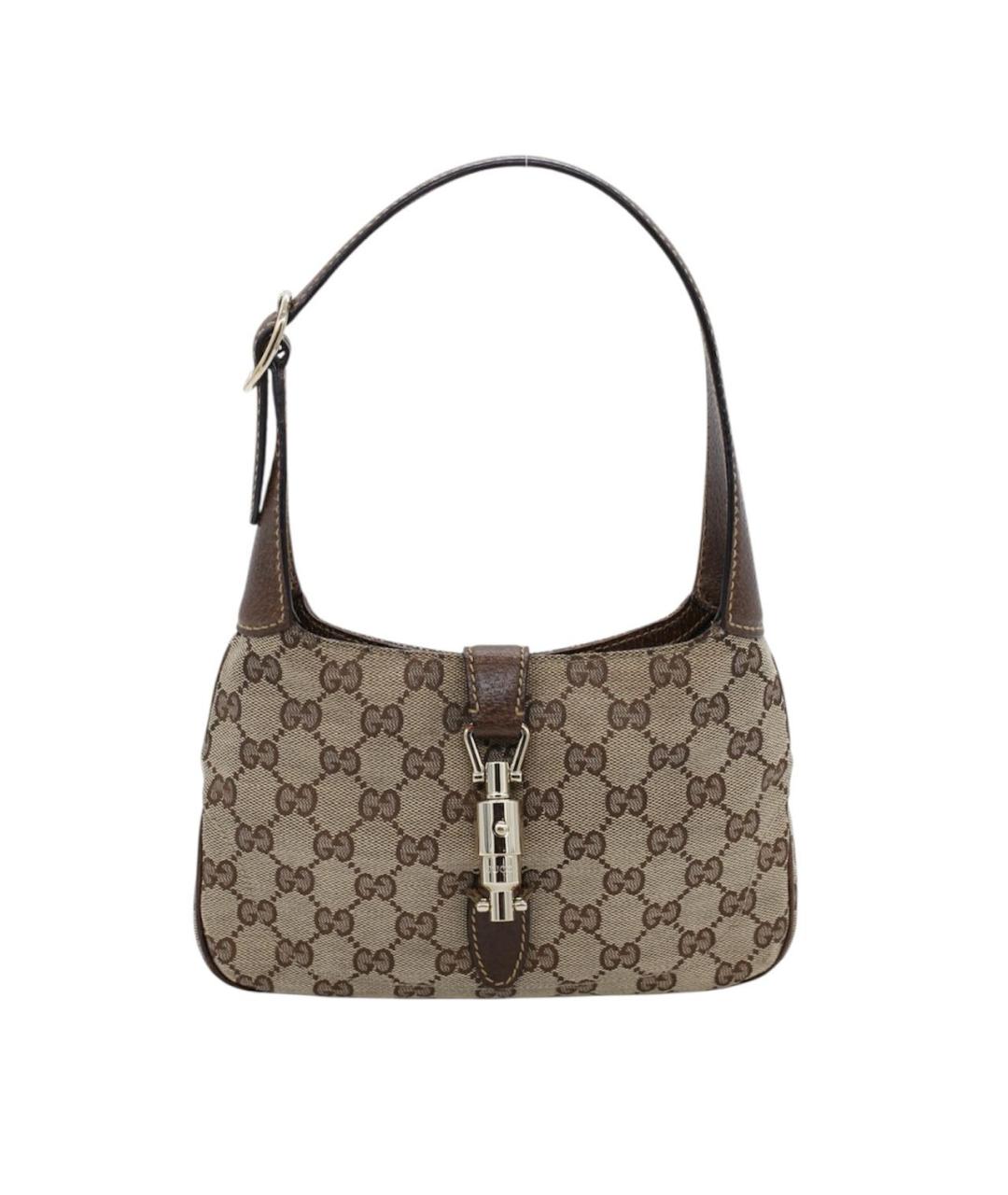 GUCCI Коричневая жаккардовая сумка с короткими ручками, фото 9