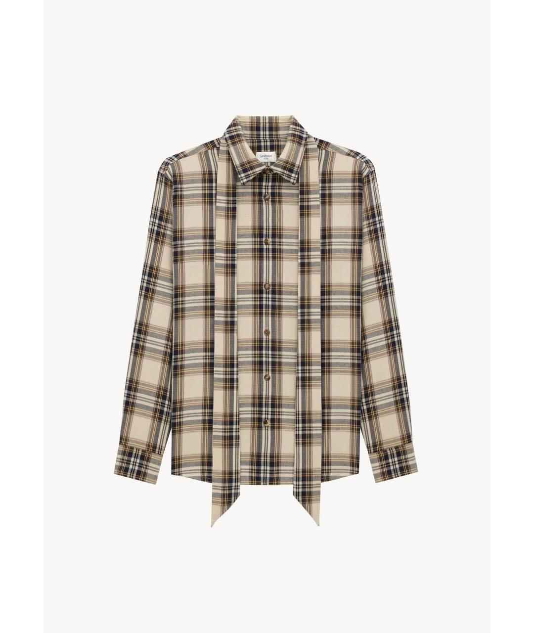 SAINT LAURENT Бежевая хлопковая рубашка, фото 4