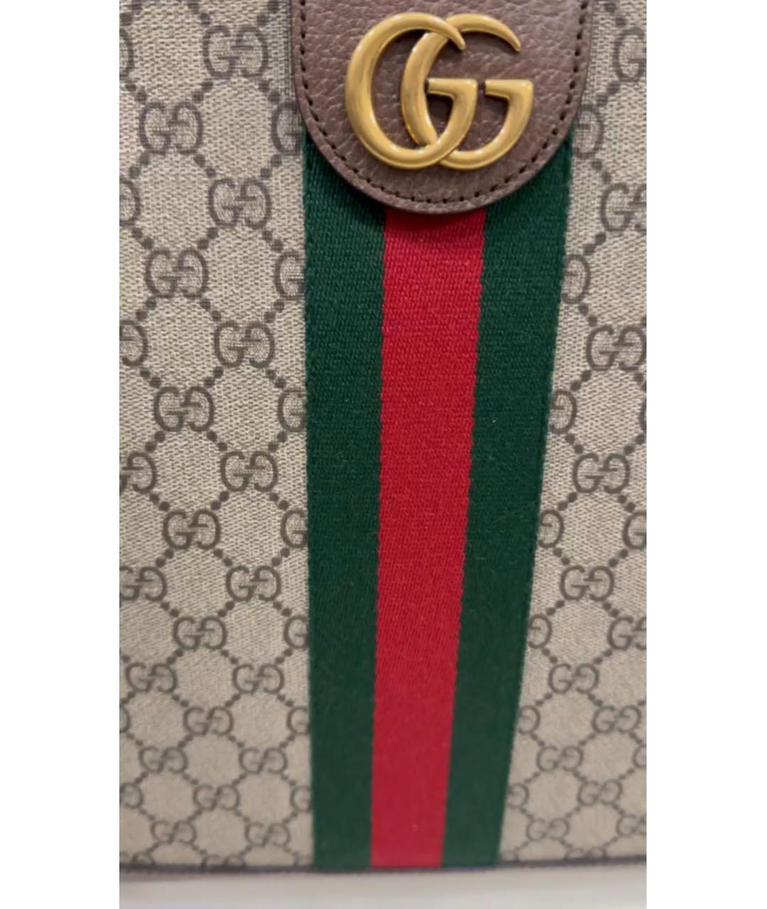 GUCCI Коричневая кожаная сумка с короткими ручками, фото 3