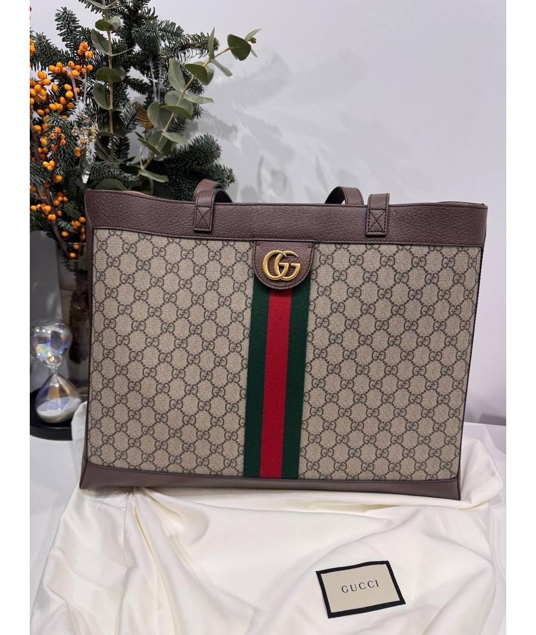 GUCCI Коричневая кожаная сумка с короткими ручками, фото 5