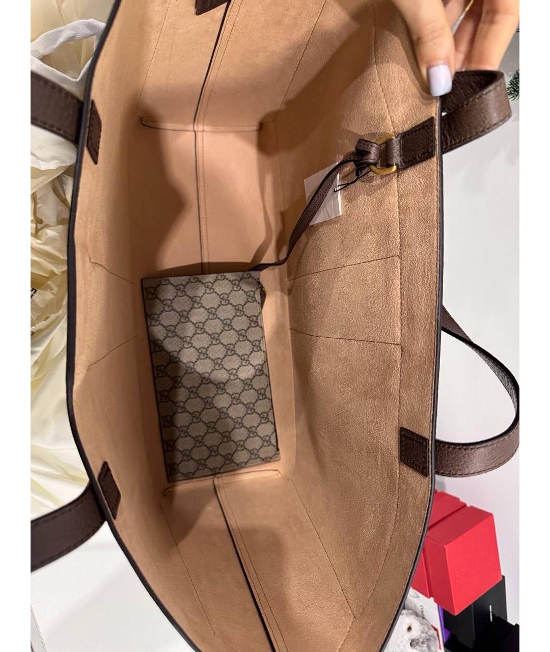 GUCCI Коричневая кожаная сумка с короткими ручками, фото 4