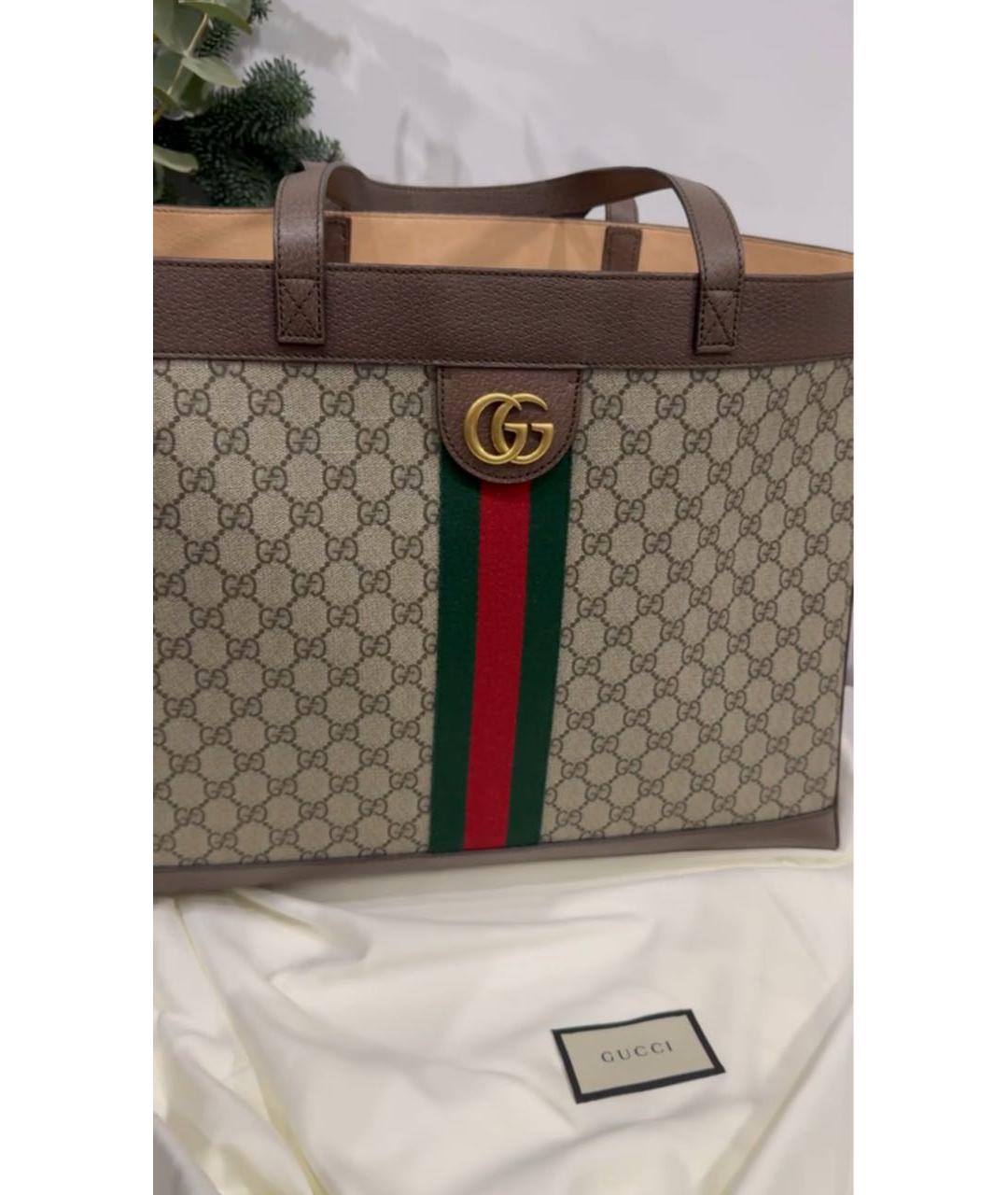 GUCCI Коричневая кожаная сумка с короткими ручками, фото 2