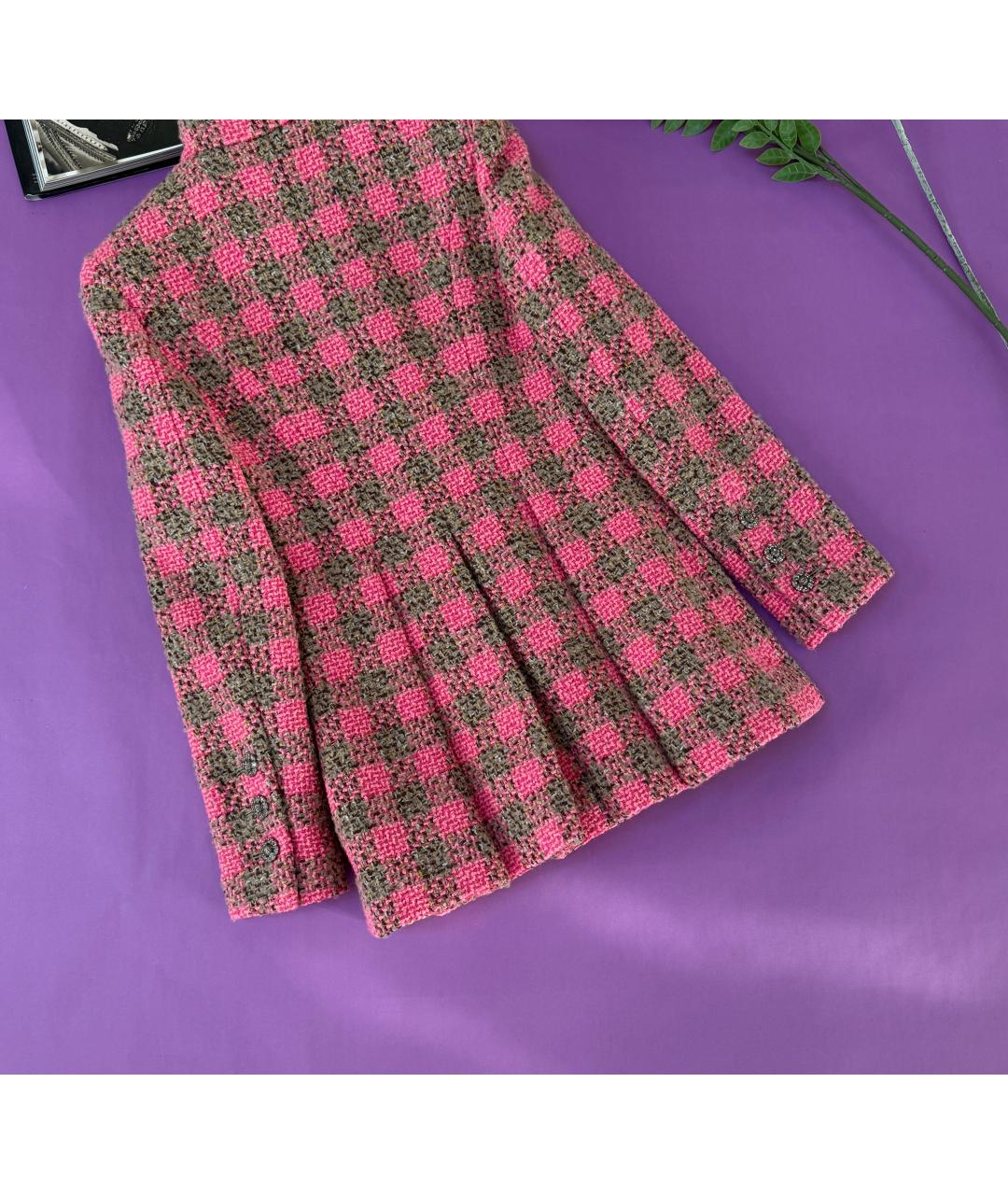 CHANEL Розовый твидовый жакет/пиджак, фото 5