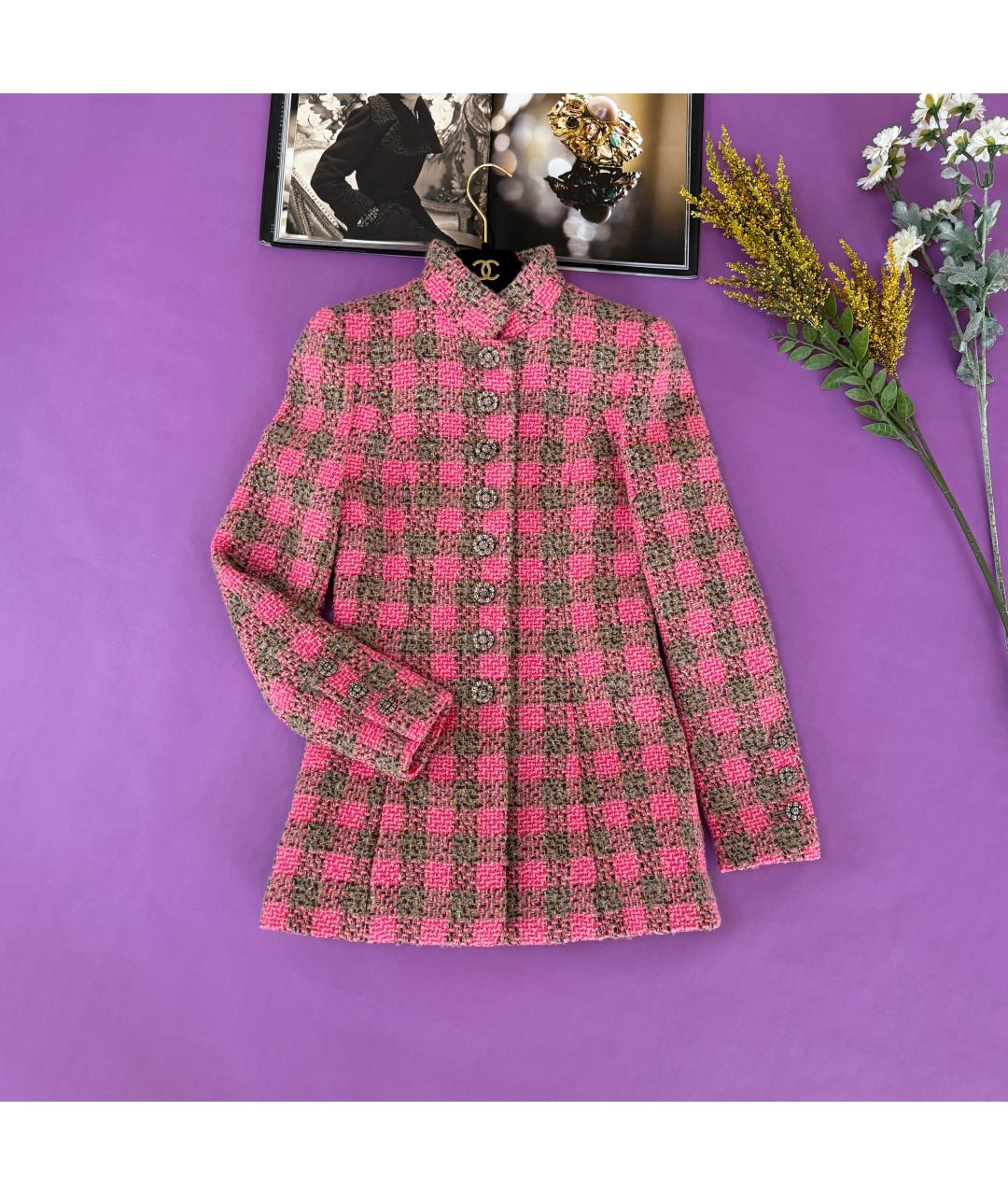 CHANEL Розовый твидовый жакет/пиджак, фото 4