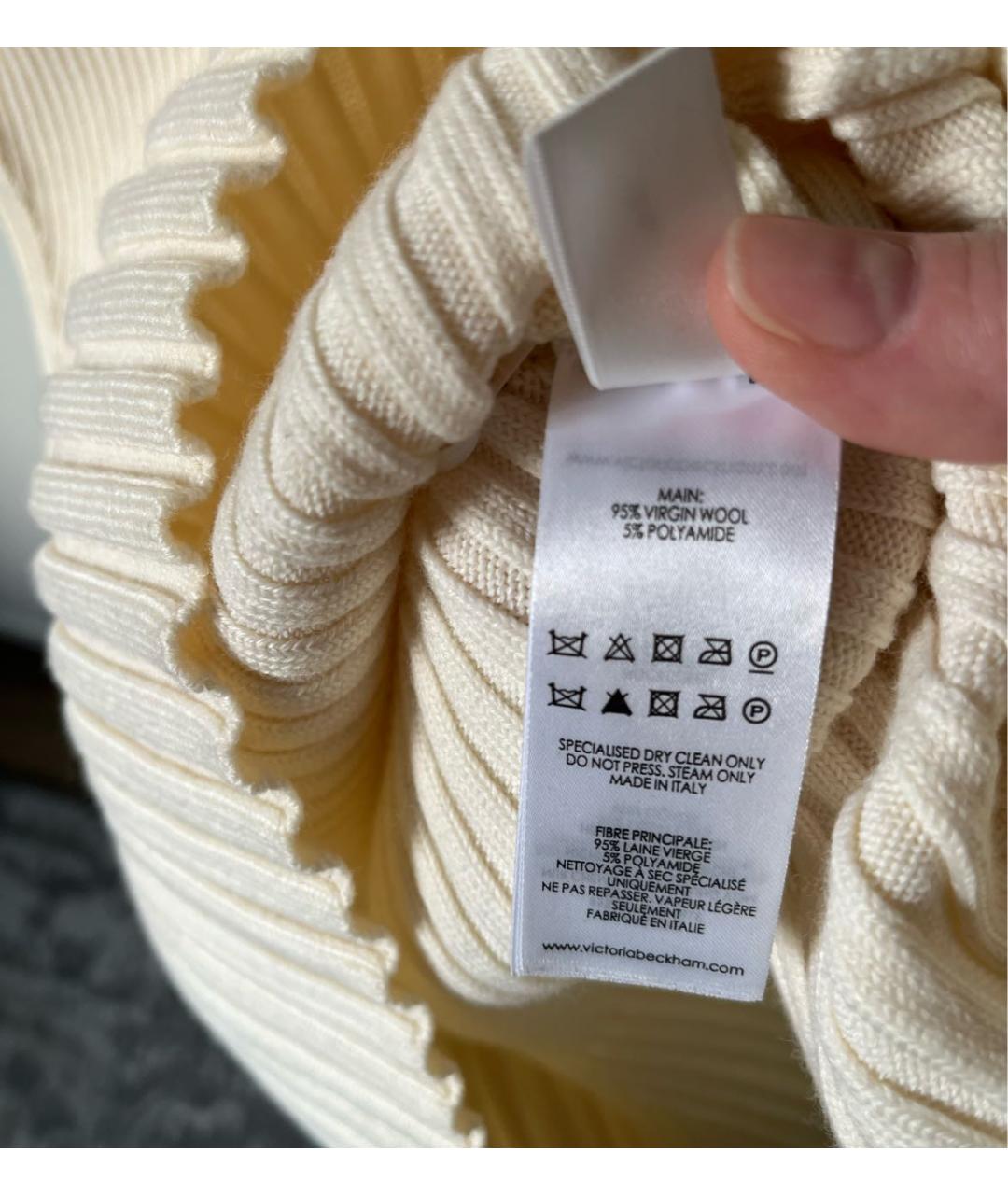 VICTORIA BECKHAM Бежевая шерстяная водолазка, фото 5