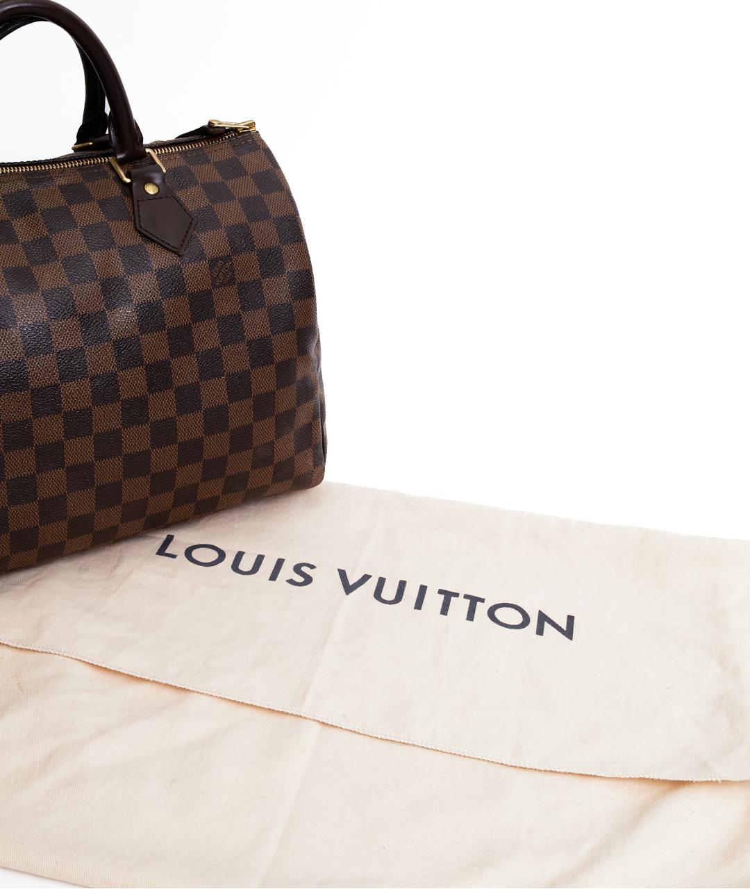 LOUIS VUITTON Коричневая кожаная сумка с короткими ручками, фото 3