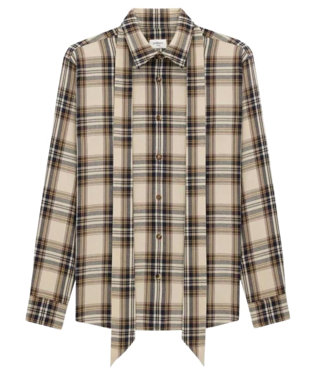 SAINT LAURENT Бежевая хлопковая рубашка, фото 1