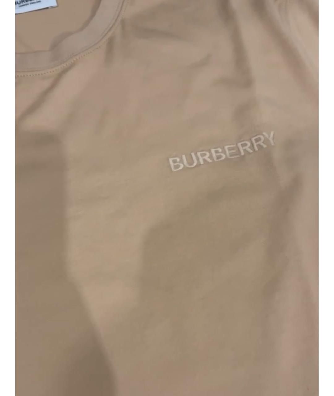 BURBERRY Бежевая хлопковая футболка, фото 2