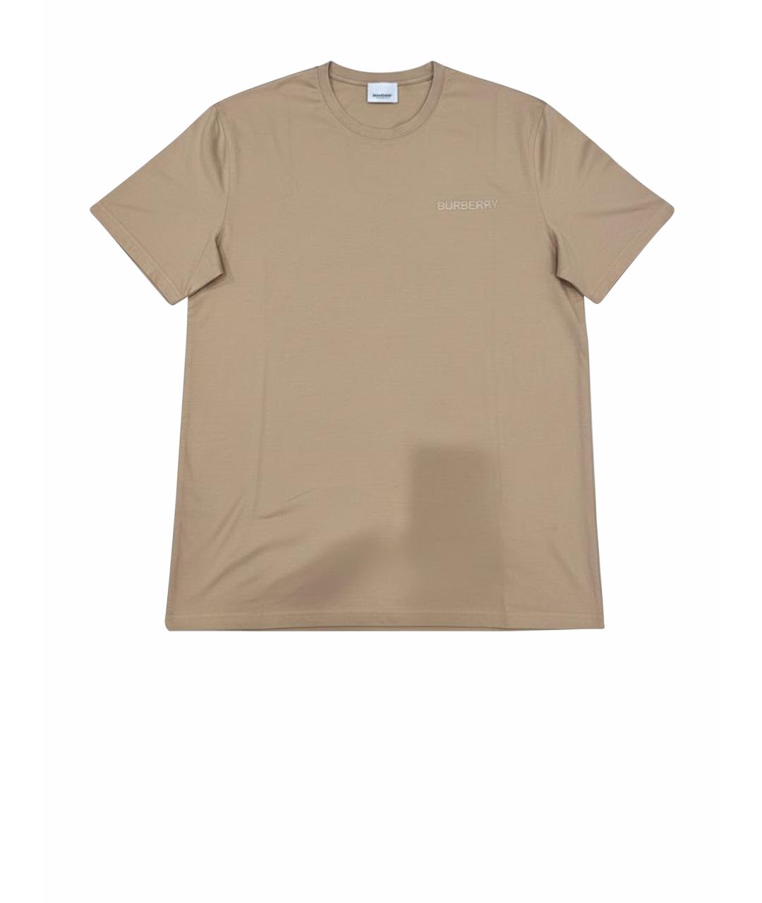 BURBERRY Бежевая хлопковая футболка, фото 1