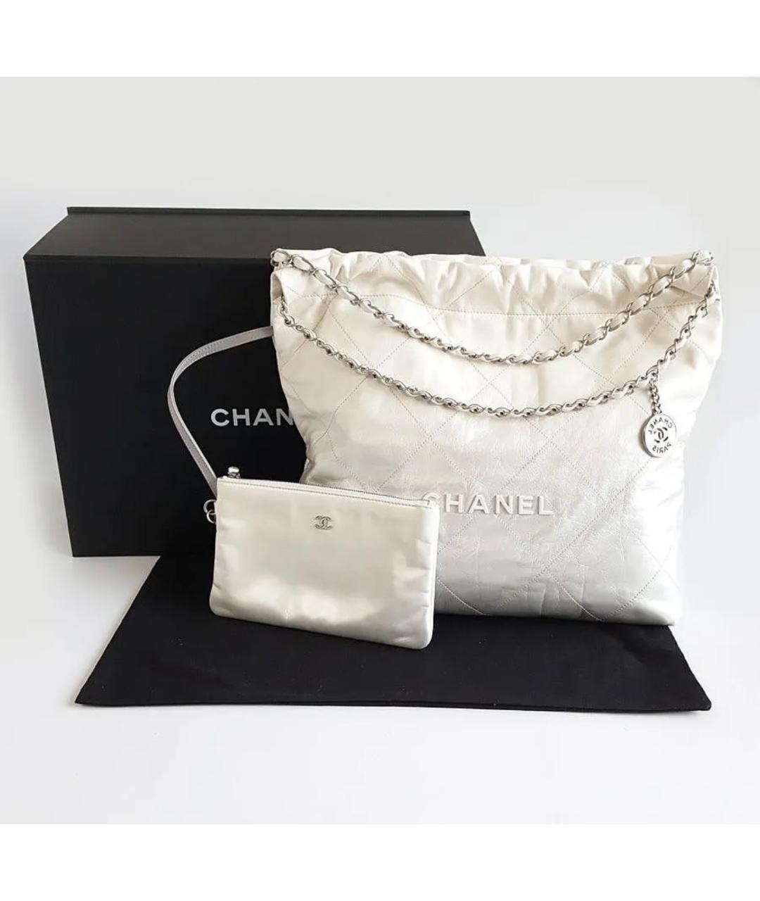 CHANEL Белая кожаная сумка через плечо, фото 2