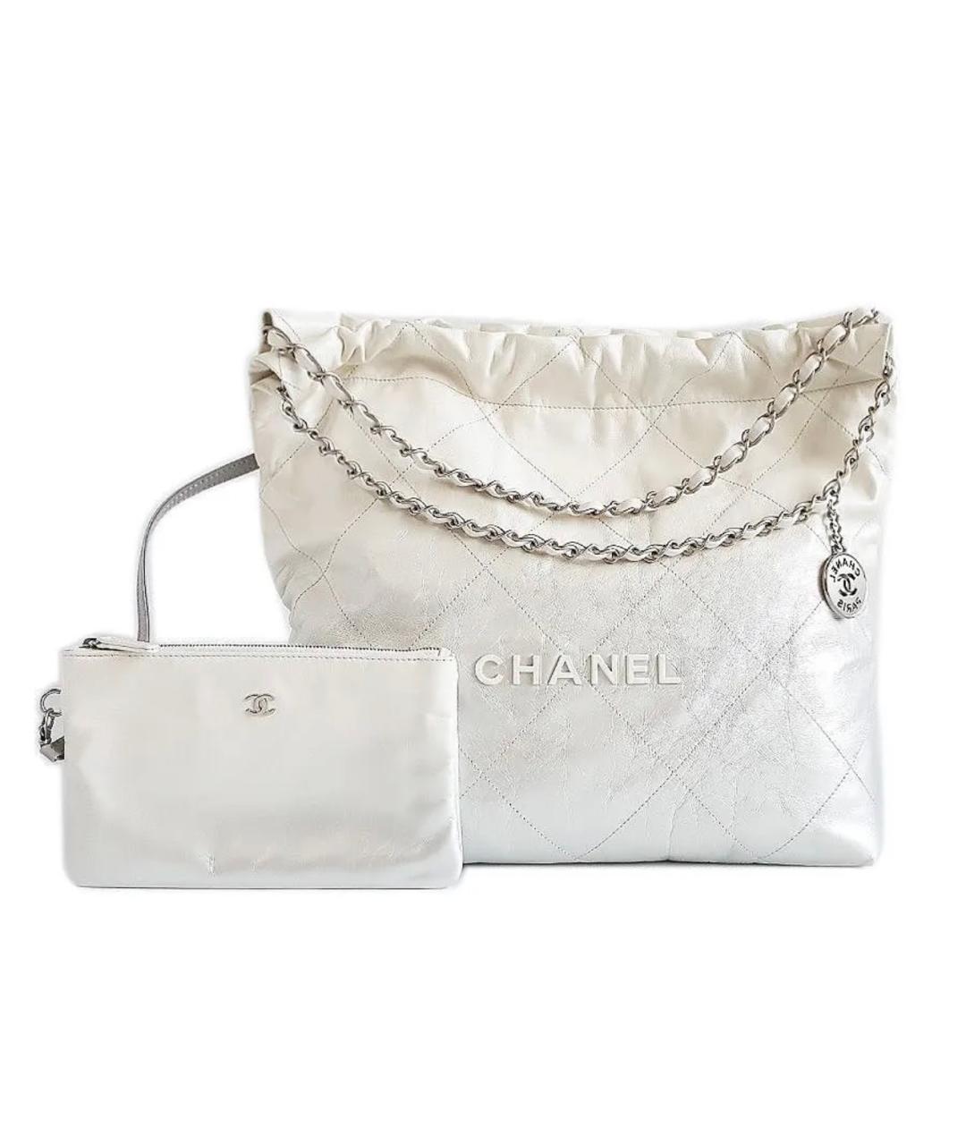 CHANEL Белая кожаная сумка через плечо, фото 9