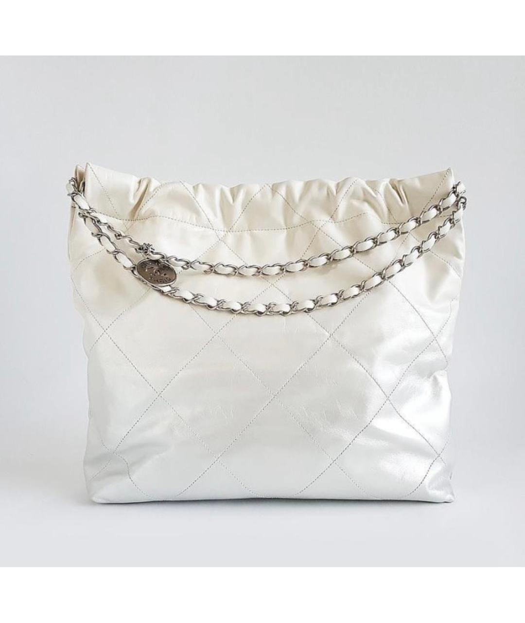 CHANEL Белая кожаная сумка через плечо, фото 3