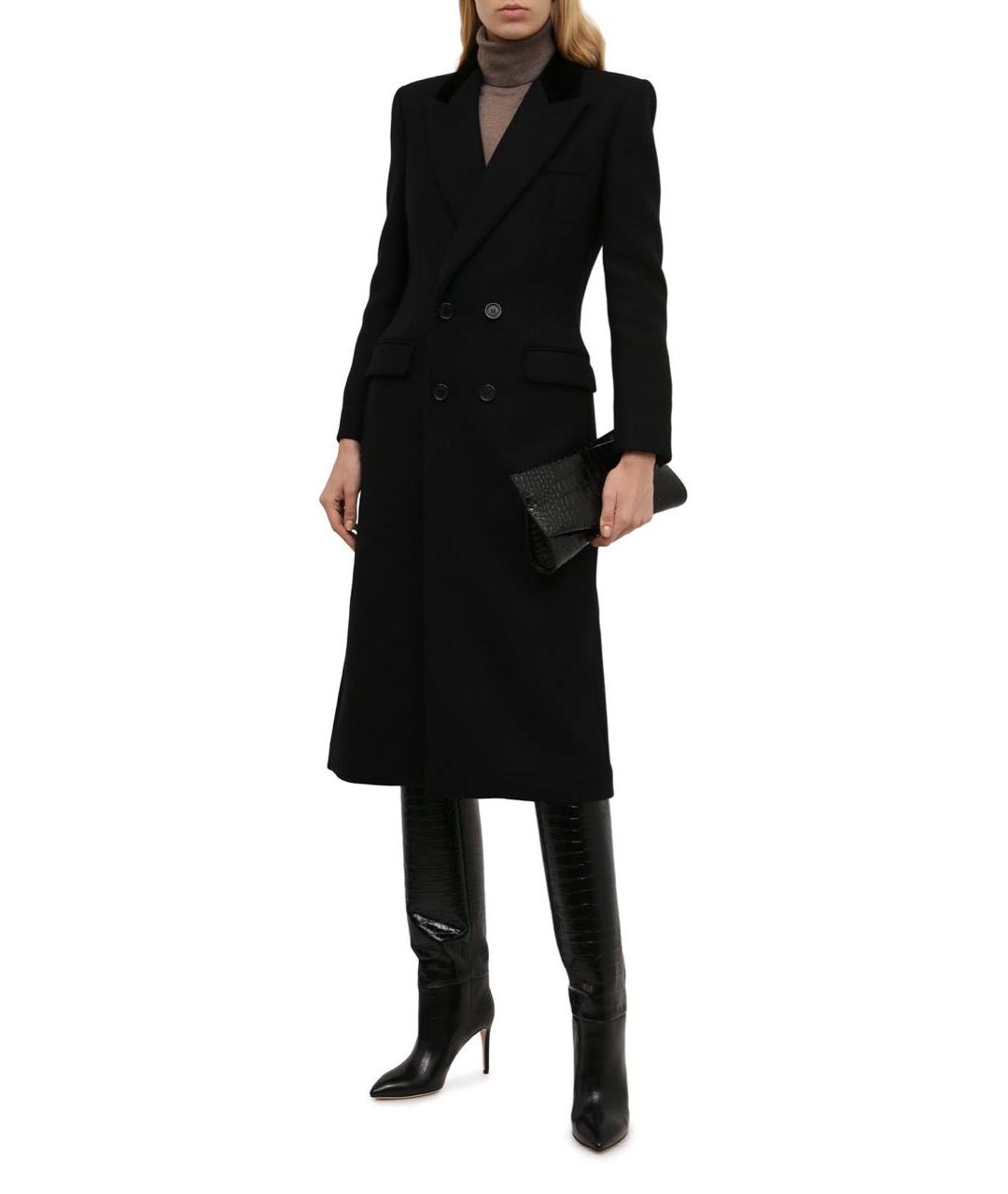 SAINT LAURENT Черное шерстяное пальто, фото 2