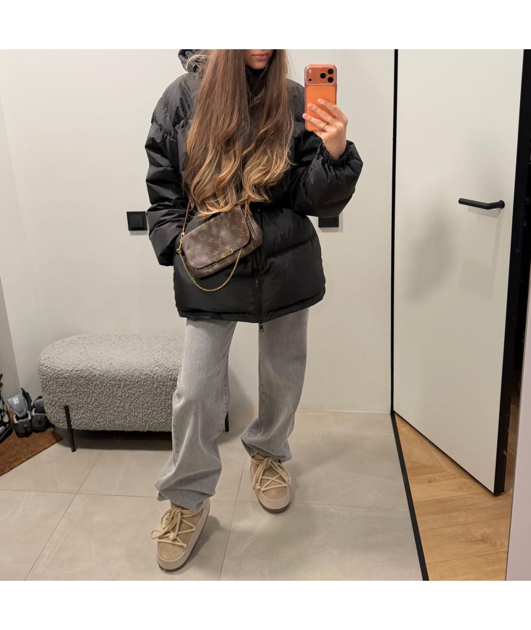 MSGM Черный полиэстеровый пуховик, фото 8