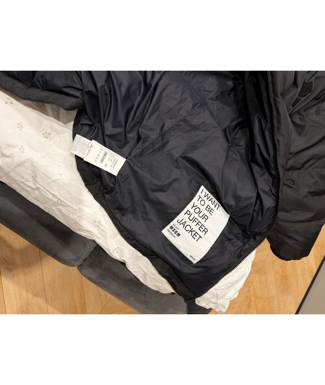 MSGM Черный полиэстеровый пуховик, фото 4