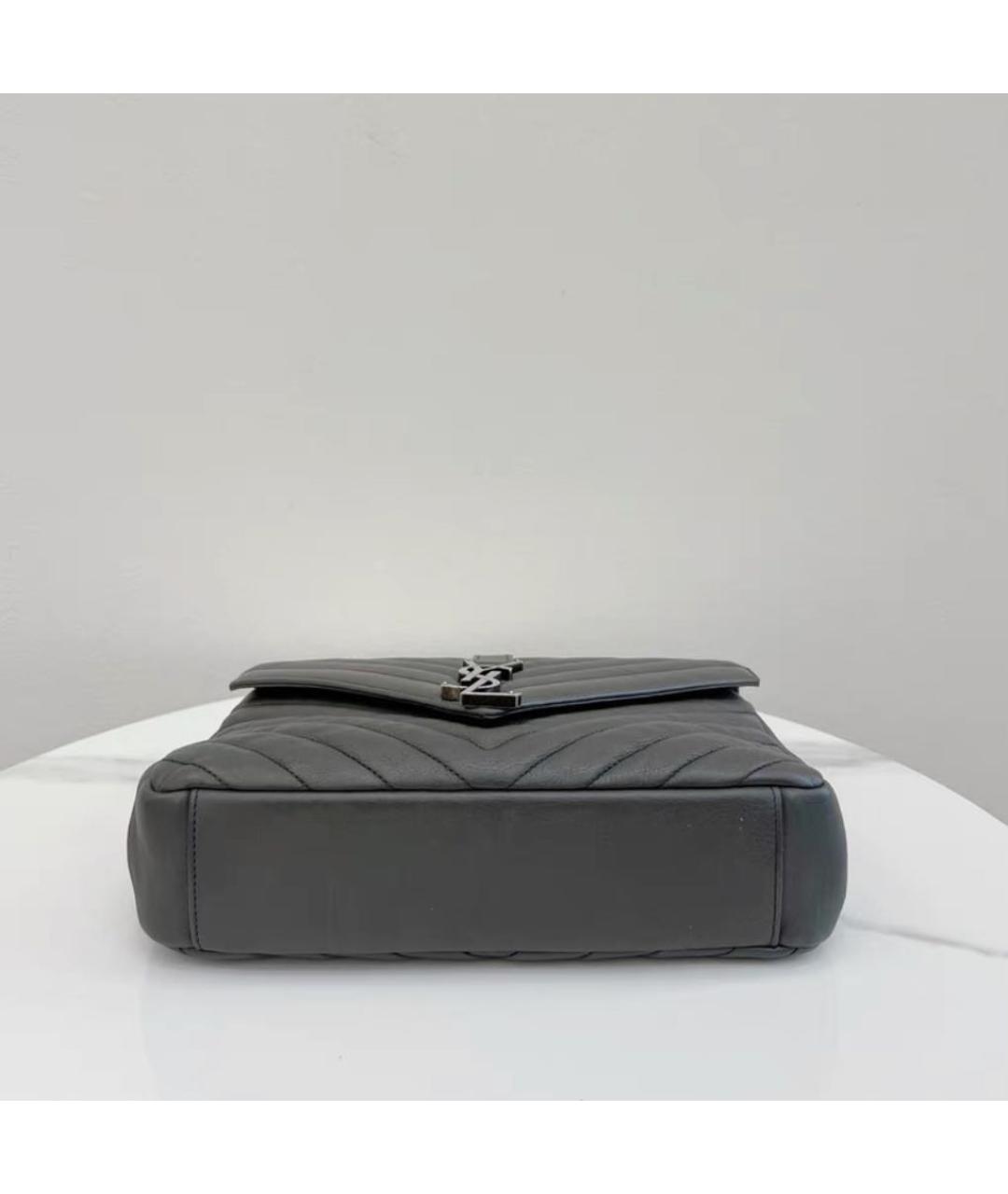 SAINT LAURENT Серая кожаная сумка через плечо, фото 4