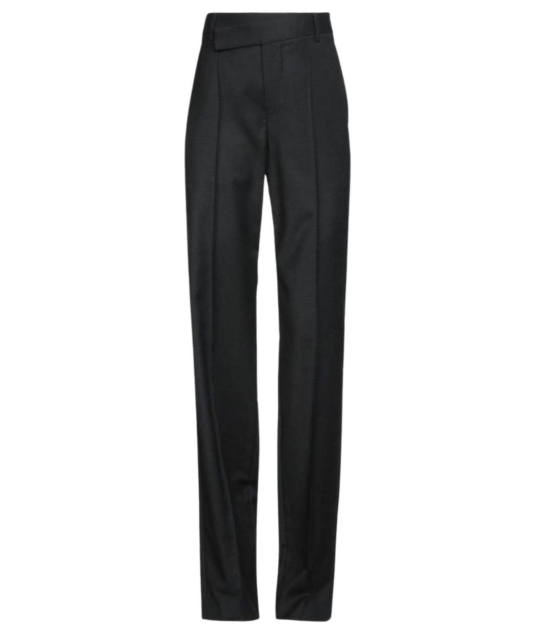 ANN DEMEULEMEESTER Черные шерстяные прямые брюки, фото 1