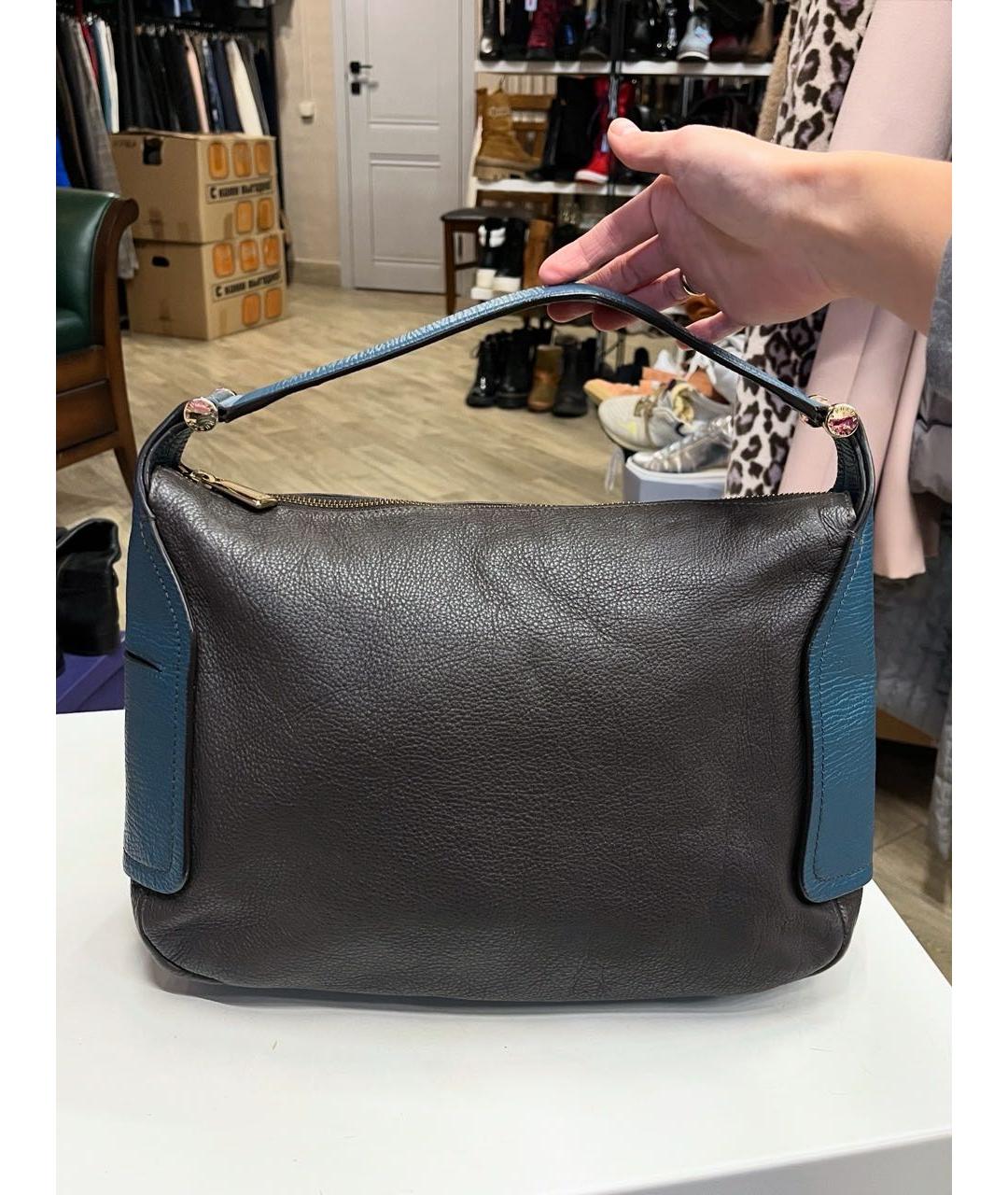 FURLA Серая кожаная сумка с короткими ручками, фото 9