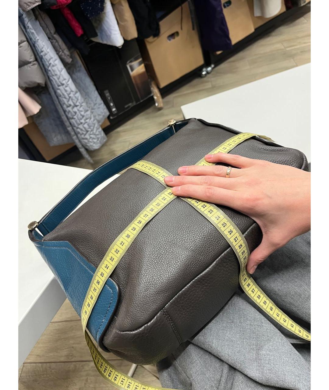 FURLA Серая кожаная сумка с короткими ручками, фото 7