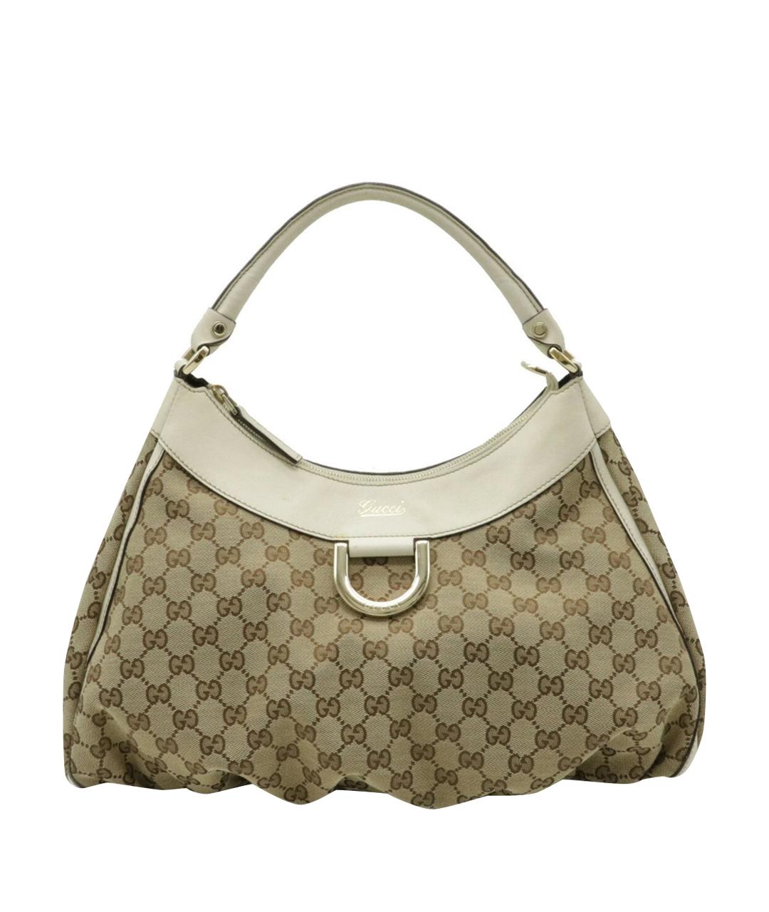 GUCCI Бежевая жаккардовая сумка через плечо, фото 1