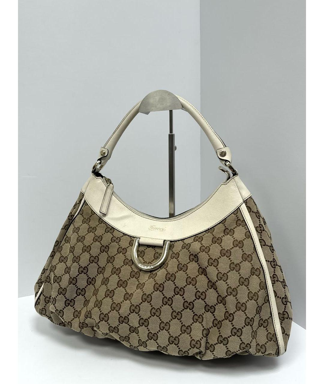 GUCCI Бежевая жаккардовая сумка через плечо, фото 2