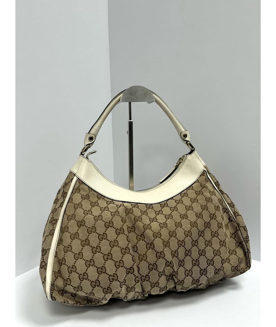 GUCCI Бежевая жаккардовая сумка через плечо, фото 4