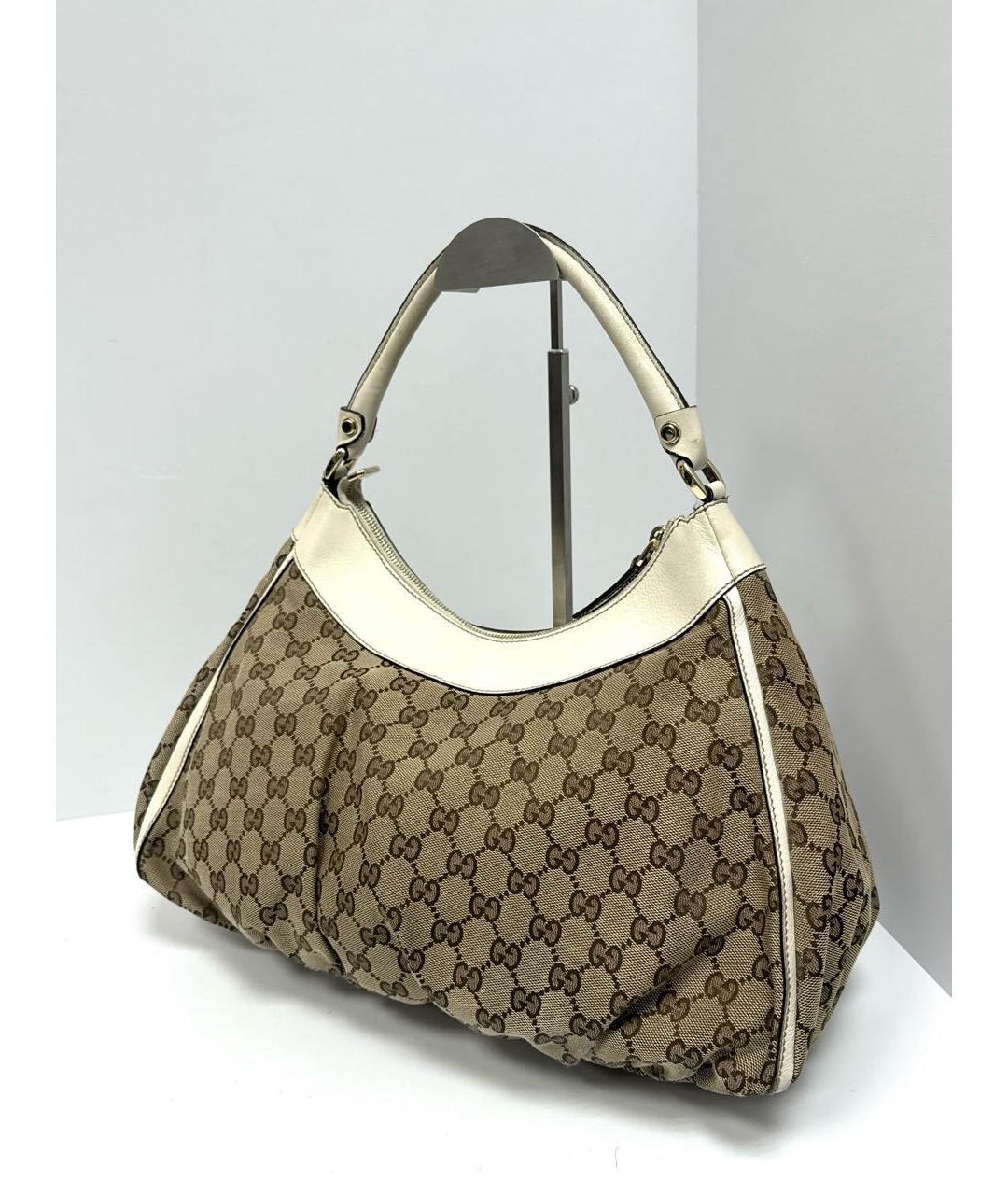 GUCCI Бежевая жаккардовая сумка через плечо, фото 3