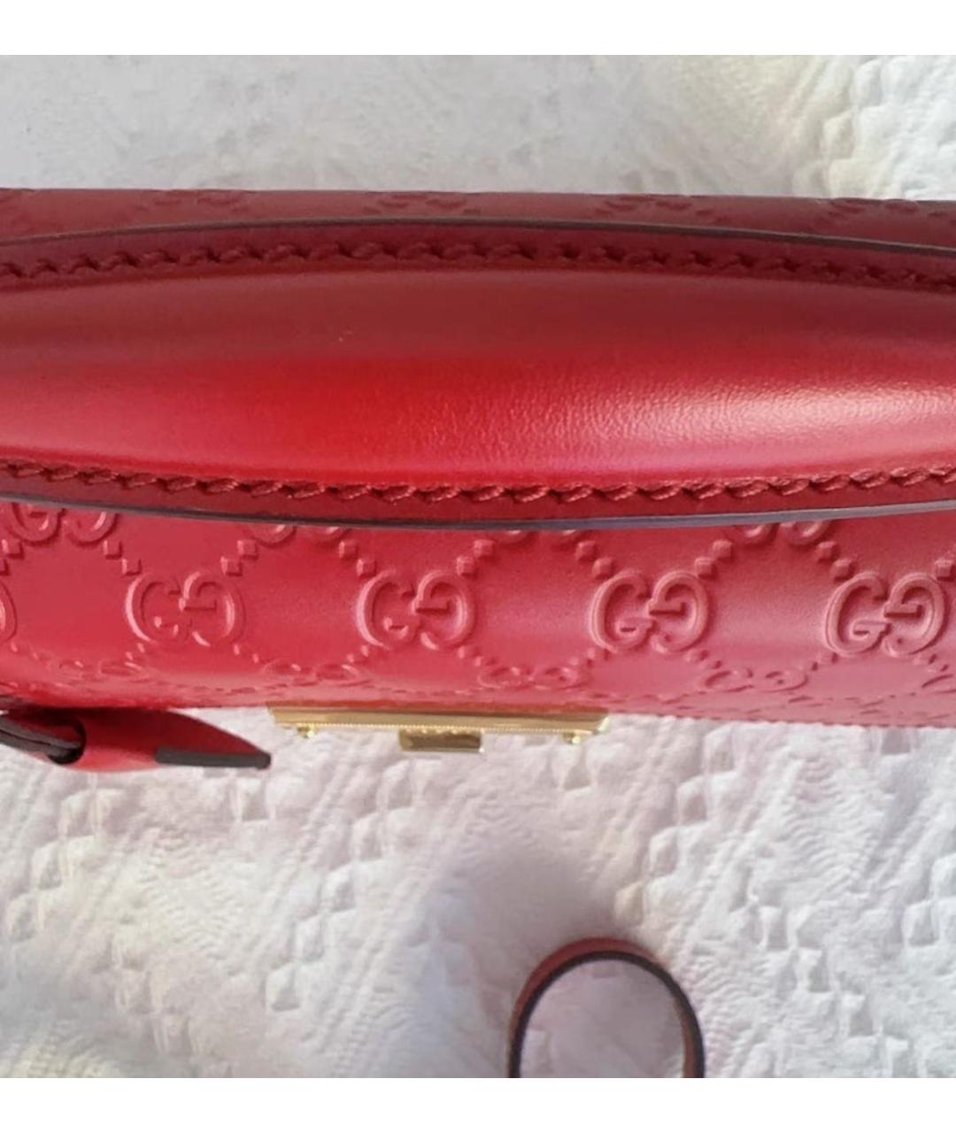 GUCCI Красная кожаная сумка через плечо, фото 4