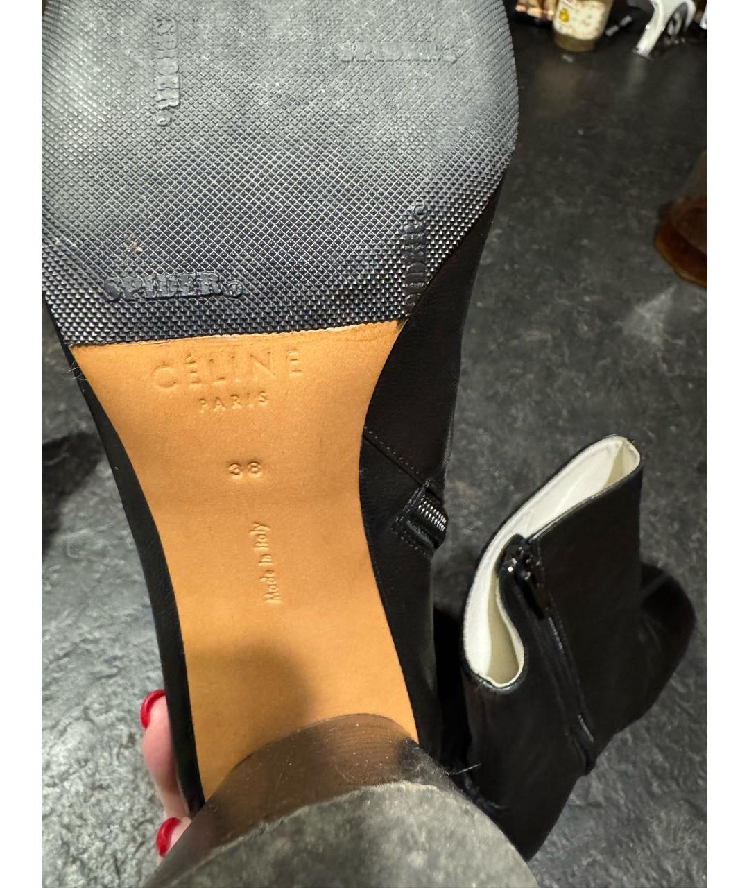 CELINE Черные кожаные полусапоги, фото 5