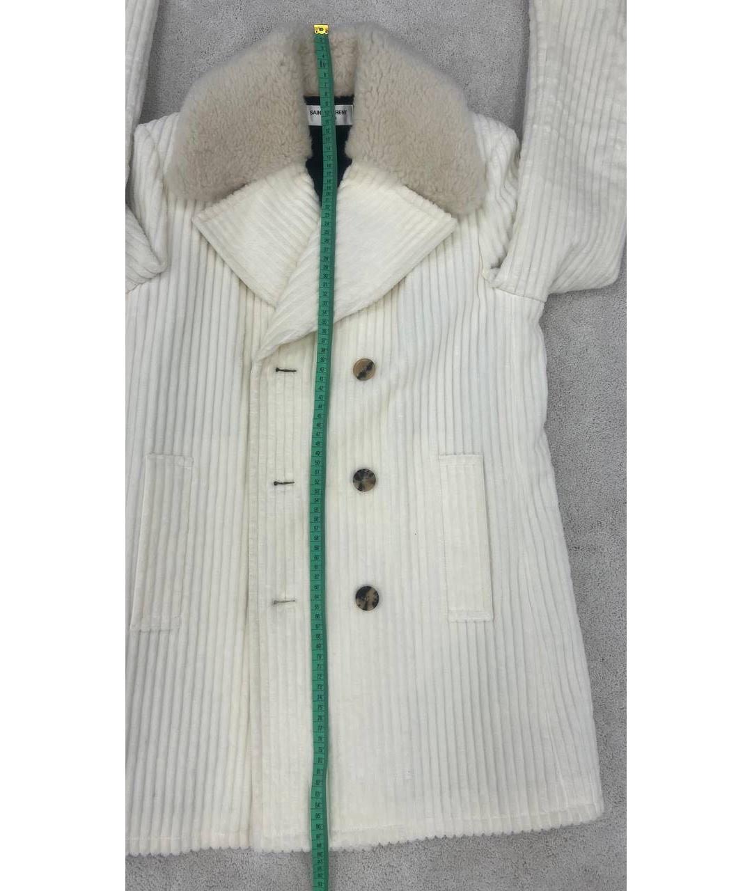 SAINT LAURENT Белое хлопковое пальто, фото 6