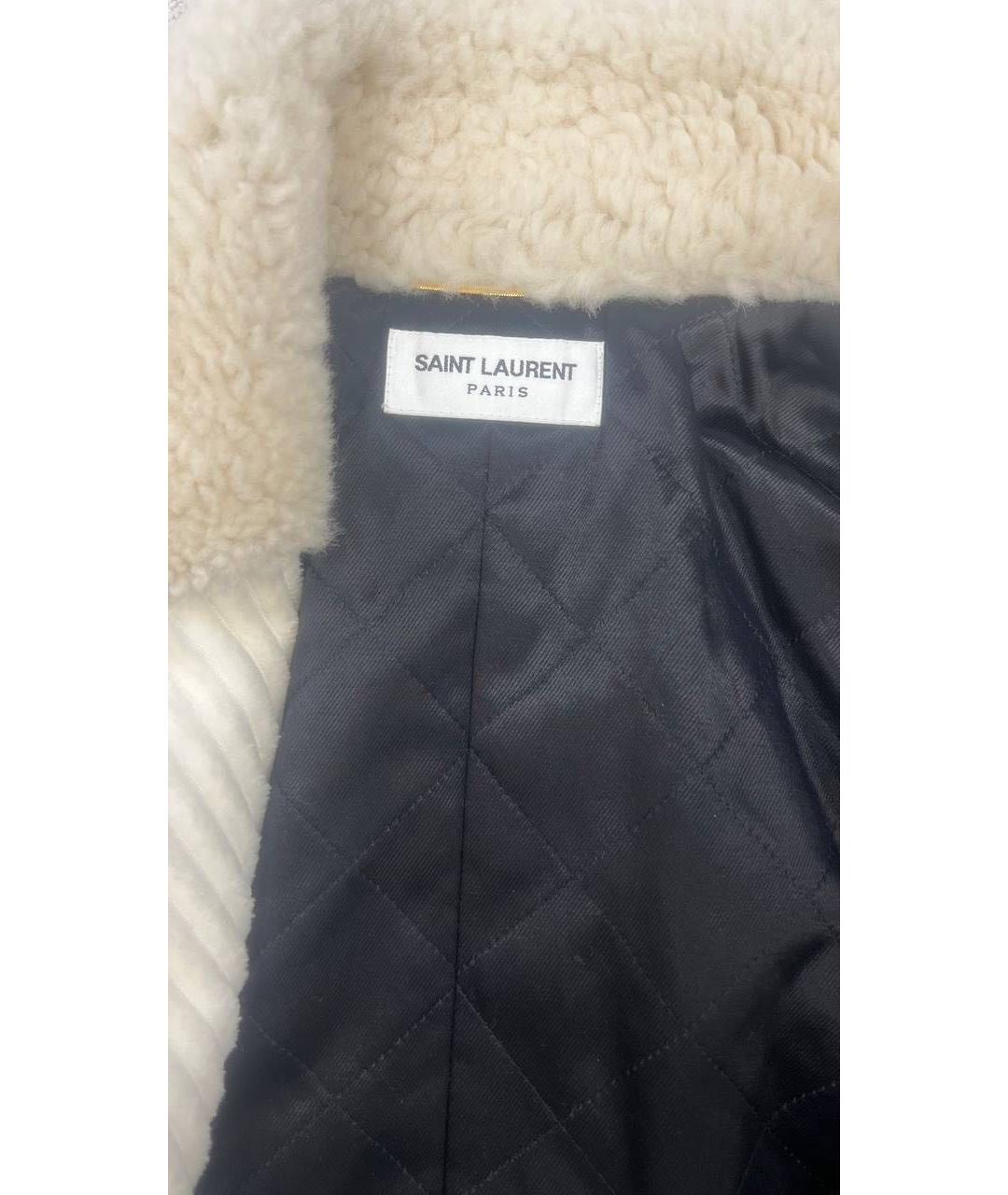 SAINT LAURENT Белое хлопковое пальто, фото 3